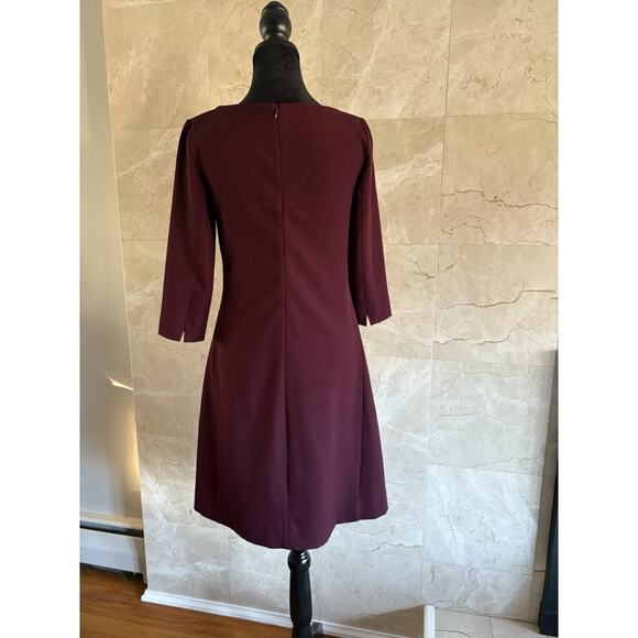 MM.LaFleur Alexandra Sheath Dress - 4 Burgundy V-Neck Minimalist Office Holiday - Picture 5 of 7